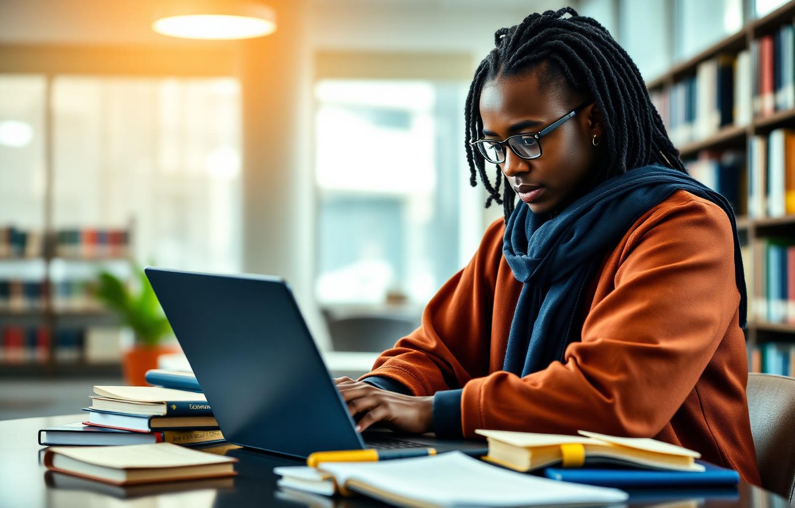 Postgraduate researcher writing a thesis